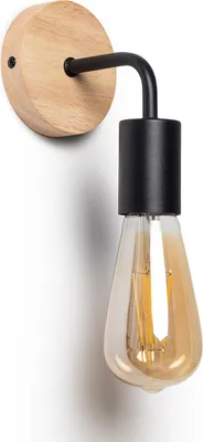 Produktbild von Wandleuchte Holz und Metall Jedali Schwarz