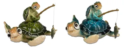 Produktbild von 2er Set Dekofiguren Schildkröten Happy Harry mit Kind und Angel H. 12cm Formano