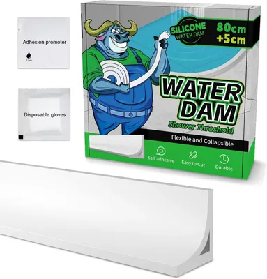 Produktbild von Schwallschutzleiste für Dusche - Selbstklebend aus Silikon - Wasserstopper für Badezimmer - Weiß, 0,85 m