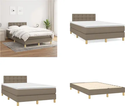 Productafbeelding van vidaXL Boxspringbed met matras, taupe, 120x200 cm, stof - Boxspringbed - Boxspringbedden - Bed - Slaapkamer meubels