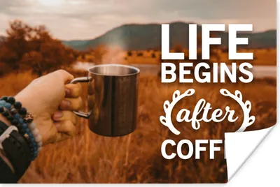 Produktbild von MuchoWow® Poster Kaffee - Zitate - Sprichwörter - Das Leben beginnt nach dem Kaffee 120x80 cm - Bilder