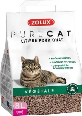 Image de Litière PURECAT naturelle absorbante végétale 8l Zolux