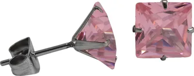Produktbild von 316L Chirurgenstahl Ohrstecker mit Quadrat in verschiedenen Farben Größe - 5 mm Farbe - Pink