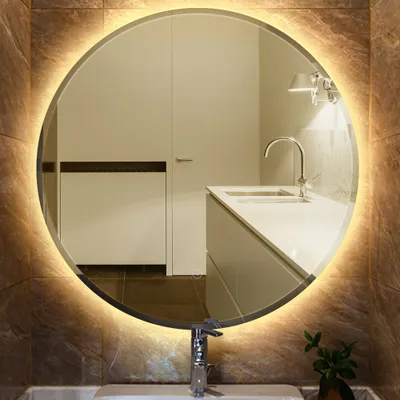 Image de WYCTIN Miroir mural rond 60cm miroir de salle de bain éclairage LED miroir de salle de bain