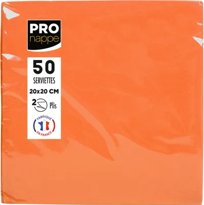 Image de Pronappe 16x 50 serviettes cocktail ouate 2 plis 20x20 cm Orange SV622012I