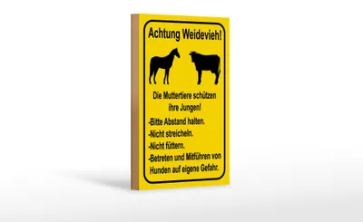 Produktbild von Holzschild Hinweis 12x18cm Achtung Weidevieh nicht füttern