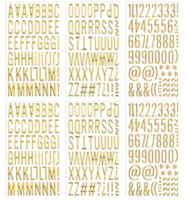 Goldene Schaumbuchstaben-Aufkleber, 6 Bögen, 2,5 cm, wasserfest