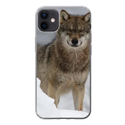 Produktbild von MuchoWow® Handyhülle Schutzhülle Hülle für iPhone 12 mini Wolf - Schnee - Tiere Silikon Softcase Handy Hülle - Bild
