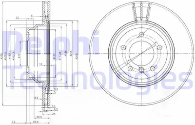 Produktbild von 2x DELPHI Bremsscheibe BG3959 für BMW 3 Touring (E91) 3 Limousine (E90) X1 (E84)
