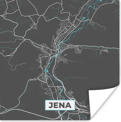 Produktbild von MuchoWow® Poster Karte - Jena - Blau - Stadtplan - Deutschland 100x100 cm - Babyzimmer