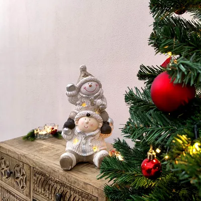 Produktbild von Deko Figur mit Beleuchtung ( C ) Junge und Schneemann