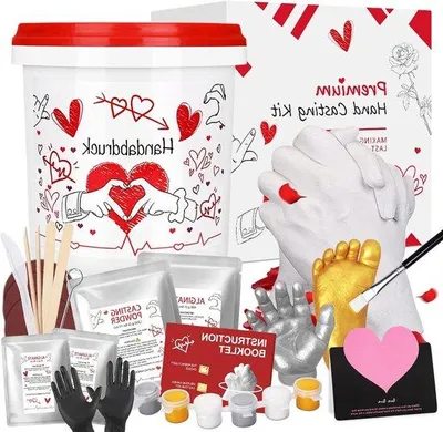 Produktbild von 3D-Handabdruck-Set für Paare, Gips, Selbstmachtskulptur, Valentine
