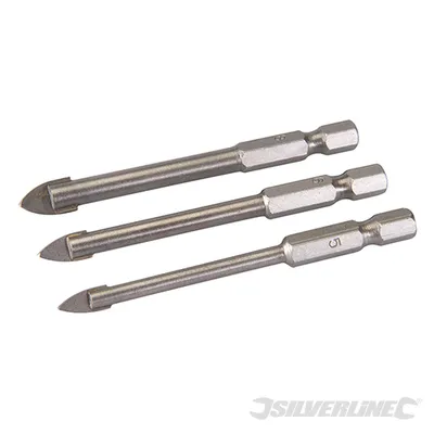 Immagine prodotto di SILVERLINE - Punta per piastrelle e vetro con gambo esagonale da 1/4", 3 pz