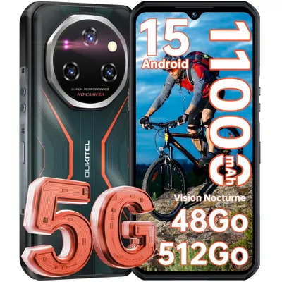 Image de OUKITEL WP55 Pro 5G Smartphone Incassable 48Go+512Go 11000mAh/33W 6.6" Telephone Portable Incassable 108MP+32MP Vision Nocturne Android 15 - Orange