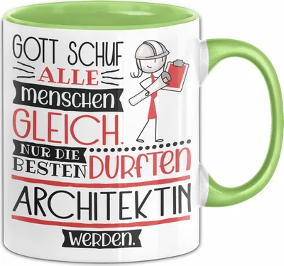Produktbild von Architektin Geschenk Becher Tasse Gott Schuf Alle Menschen Gleich Nur Die Besten Durfeten Architektin Werden Geschenkidee Lustig (Grün)