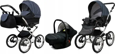 Obrázok produktu pre BabyLux® Margaret Exclusive | Kočík 3v1 Set | Black Grey | Kombi kočík