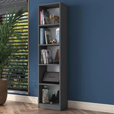 Image de Bibliothèque Étagère en Bois MDF anthracite - L 40 × P 25 × H 161,8 cm - Style Moderne