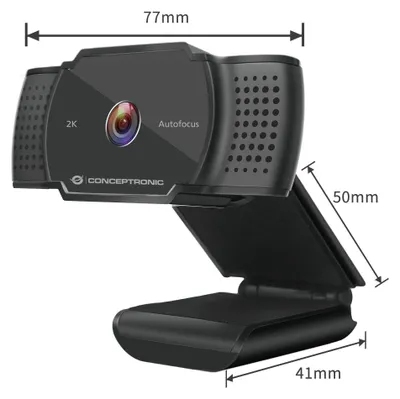 Image de Conceptronic AMDIS 2K-Super-HD-Autofokus-Webcam mit Mikrofon - 5 MP - 2592 x 1944 Pixel - 30 fps - 640x480@30fps,1280x720@30fps,1920x1080@30fps,2595x1944@15fps - M-JPEG - Auto (AMDIS02BNEUEVERSION)