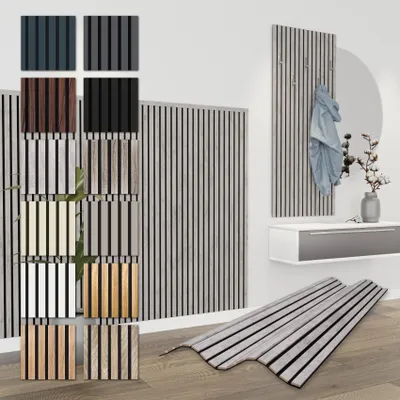 Produktbild von HEXIM Akustikpaneele 138,5x60cm - flexible Lamellenwand Holz MDF Wandpaneele Lamellenverkleidung Wandverkleidung Innendekoration schalldämmend (1 Paneel / 0,83 m² Chicago Concrete - APH10)