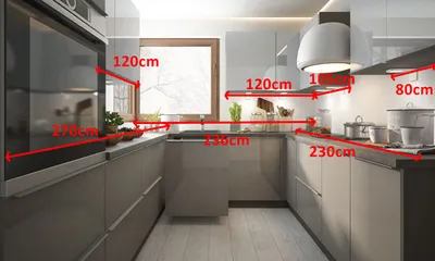 Produktbild von Küchenblock Küchenzeile 270x236x230cm lava / signalweiß - quarzgrau Hochglanz lackiert Einbauküche