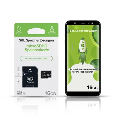 Produktbild von microSD Speicherkarte S&L für Samsung Galaxy A6+ - Speicherkapazität: 16 GB