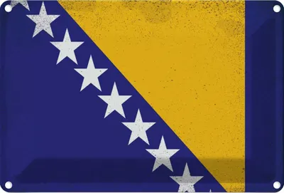 Produktbild von vianmo Blechschild 20x30 cm Bosnien und Herzegowina Vintage Flagge Fahne Wappen