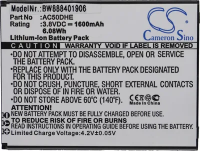 Produktbild von vhbw Akku Ersatz für Archos AC50DHE für Handy Smartphone Telefon (1600 mAh, 3,8 V, Li-Ion)