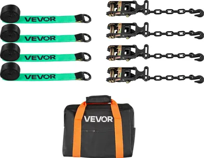 Produktbild von VEVOR Radspanngurt Befestigungsgurt (50,8 x 3048 mm) mit Hochleistungshaken & 4540 kg Zugfestigkeit & 1512 kg Tragfähigkeit, Motorrad-Spannsystem Radsicherungsgurt Reifengurt für SUVs Anhänger