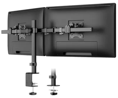 Immagine prodotto di Supporto per monitor doppio da scrivania - Braccio per 2 schermi da 24 a 38 pollici - VESA 75 e 100 - Fino a 9 kg per braccio - Nero