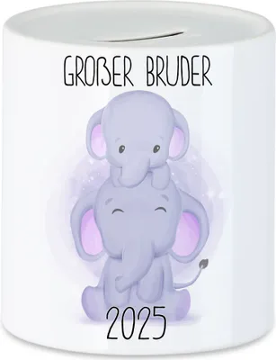 Produktbild von Großer Bruder 2025 Spardose Geschwisterliebe Bruderliebe Elefant Geborgenheit Beschützer Welt Liebe Familie