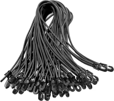 Produktbild von Spanngummi mit Haken, 50 Stück Expander mit Haken, Multifunktional Planenspanner, Zeltgummis Gummispanner für Camping Planen, Anhängerplane, Poolabdeckung (Schwarz, 25cm)