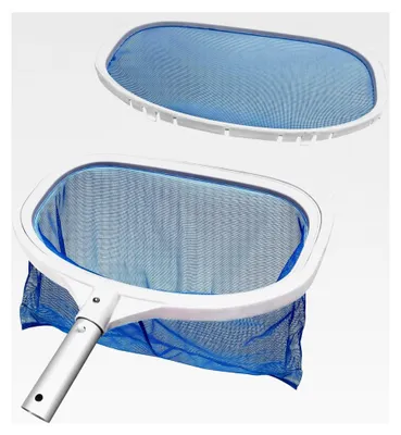 Produktbild von Feinmaschiger Poolkescher 2 in 1, Teichkescher für Algen, Austauschbares tiefes und flaches Netz, Laubkescher für Pool, Bodenkescher für Schwimmbad, Aquarium und Spa