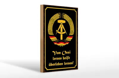 Produktbild von Holzschild Spruch 20x30cm Ossi lernen heißt überleben
