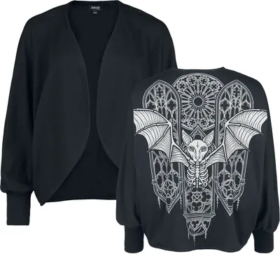 Produktbild von Gothicana by EMP Damen schwarzer Cardigan mit Fledermausärmeln XS-M