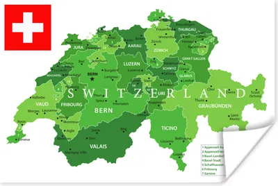 Produktbild von MuchoWow® Poster Grüne Karte der Schweiz 120x80 cm - Bilder