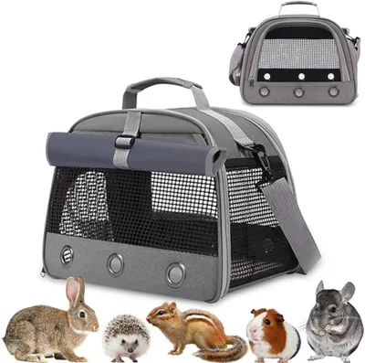 Transportbox für kleine Tiere mit Sichtfenster, Medium, Grau