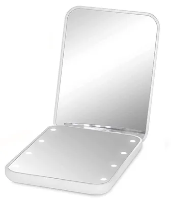 Produktbild von Taschenspiegel, vergrößernder LED-Kompakt-Reise-Schminkspiegel für die Handtasche, tragbar, faltbar, handlich