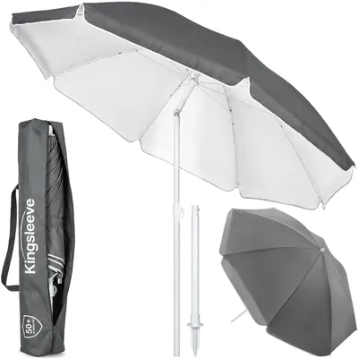Immagine prodotto di KINGSLEEVE® Ombrellone Spiaggia 200cm UV50+ Inclinabile Altezza Regolabile Parasole Giardino Mare Borsa di Trasporto