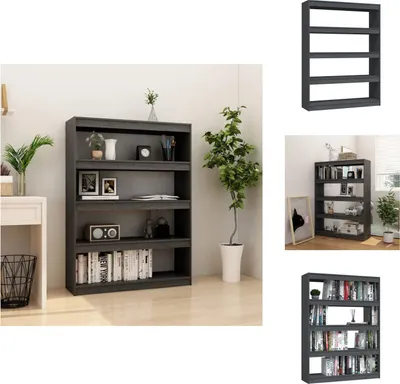 Obrázok produktu pre vidaXL Regál/rozdeľovač izieb sivý 100x30x135,5 cm borovicový masív - Regály a knižnice
