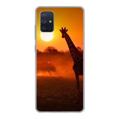 Produktbild von MuchoWow® Handyhülle Schutzhülle Hülle für Samsung Galaxy A71 Giraffe - Sonne - Savanne Silikon Softcase Handy Hülle - Kartenbesitzer