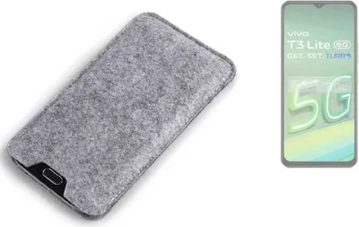 Produktbild von K-S-Trade Filz Handyhülle kompatibel mit Vivo T3 Lite 5G Schutzhülle Filztasche Filz Tasche Case Sleeve Handy Hülle Filzhülle grau