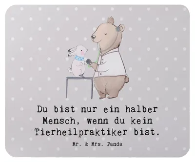Produktbild von Mr. & Mrs. Panda Mousepad Tierheilpraktiker Herz - Grau Pastell - Geschenk, laptop mauspad, mousematte, computermatte, Mouse Pad