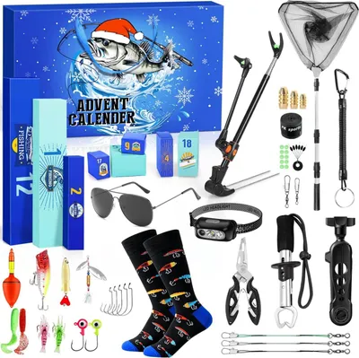 Produktbild von Angeln Adventskalender 2025 Männer Teenager, Angelkalender Angelnhaken Werkzeug Angellieber Weihnachtskalender 24 Tolle überraschen Geschenk für ihn