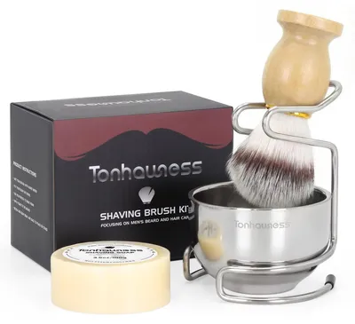 Immagine prodotto di Set di pennelli da barba Tonhawness per uomo, set 4 in 1 che include pennelli in nylon