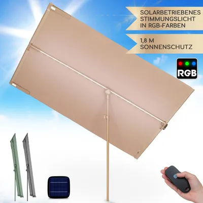 Obrázok produktu pre Blumfeldt hranatý slnečník s LED, UV ochrana, nastaviteľný, solárny panel