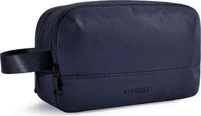 Image de Trousse de toilette de voyage pour homme, double kit imperméable, sac de rasage léger, bleu