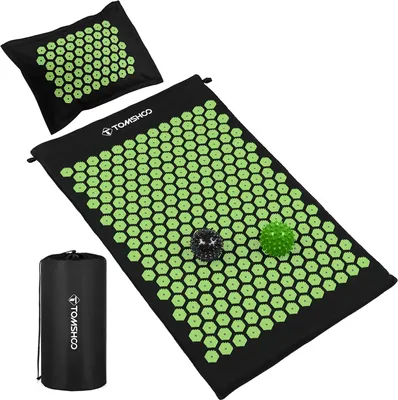Produktbild von Akupressurmatte und -kissen-Set mit Massageball, Ganzkoerper-Schmerzlinderung, Fuss-Akupressurmatte, Nackenkissen fuer Ruecken-, Nacken- und Schulterschmerzen, geeignet fuer Maenner und Frauen