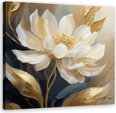 Produktbild von Leinwandbild Goldglamourblumen 40x40 Feeby Beige bild für die wand bereit zum aufhängen