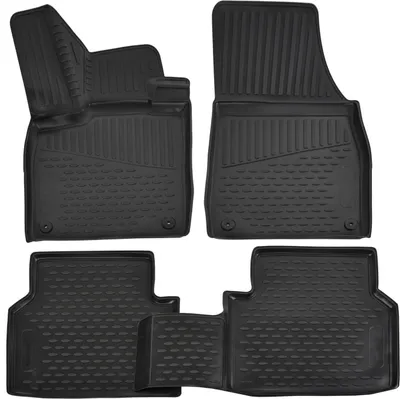 Produktbild von J&J AUTOMOTIVE | 3D Design Gummimatten Gummifußmatten Für Skoda Enyaq ab 2020 Electro 4tlg, Schwarz, Anti-Rutsch, Ohne Geruch, mit Tunnel, Allwetter, 3cm Hoher Rand