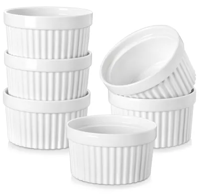 6er-Set Soufflé-Förmchen, 360 ml, Porzellan, rund, weiß